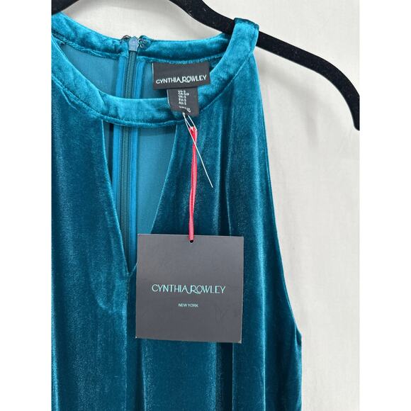 Cynthia Rowley Dress Womens Small Green Velvet Mini Party Flowy Boho Stretch - Picture 5 of 8